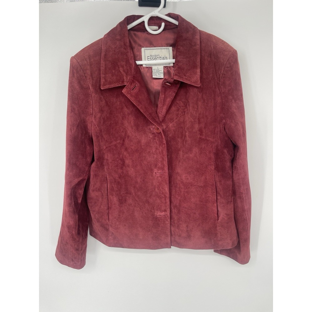 Modern Essentials Women's Genuine Leather Jacket Red/Burgundy size L‎